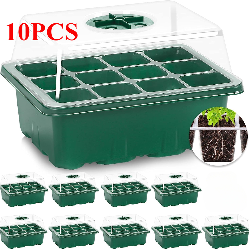 Dome Propagation Kit - 10-teiliges Sämlingsschalen-Samen-Starter-Set, Mini-Vermehrungsgerät, Pflanzenwachstumsset mit Luftfeuchtigkeit,